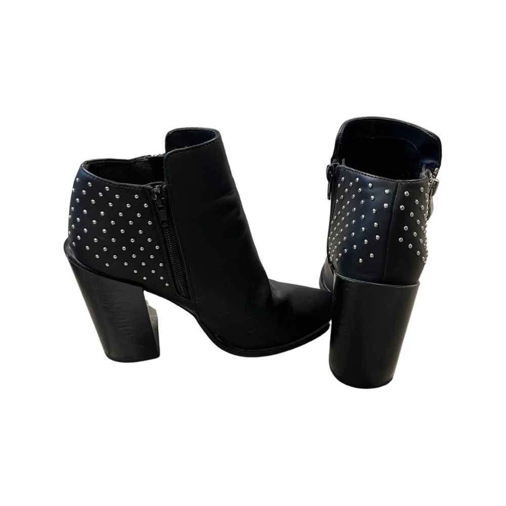 Black Studded Block Heel Bootie